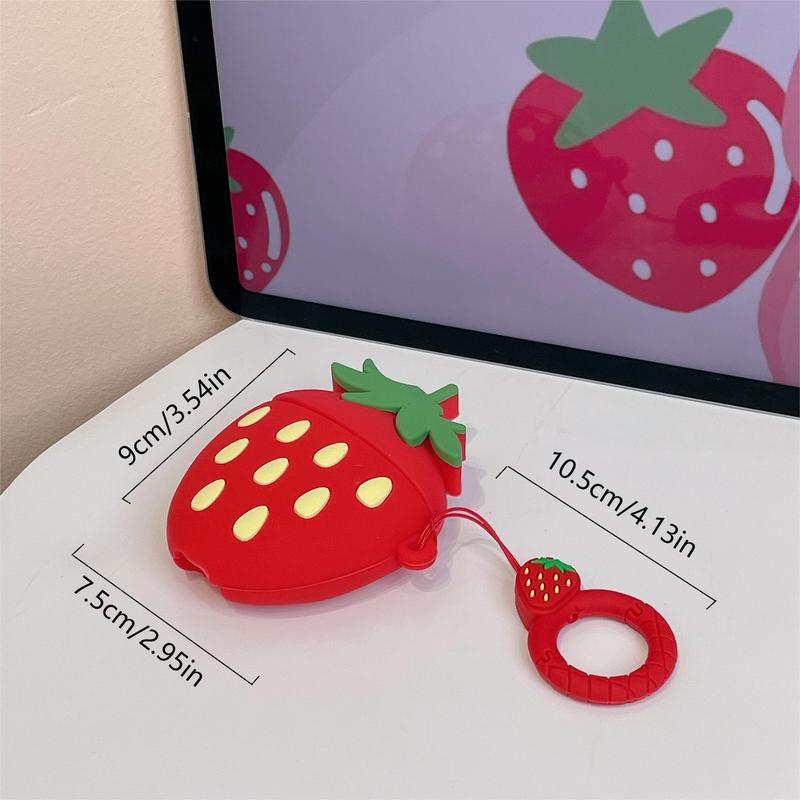 Strawberry Design Silicone Earphone Case, Soft Anti-drop Earphone Protective Case, Shockproof Earbuds Cover For AirPods