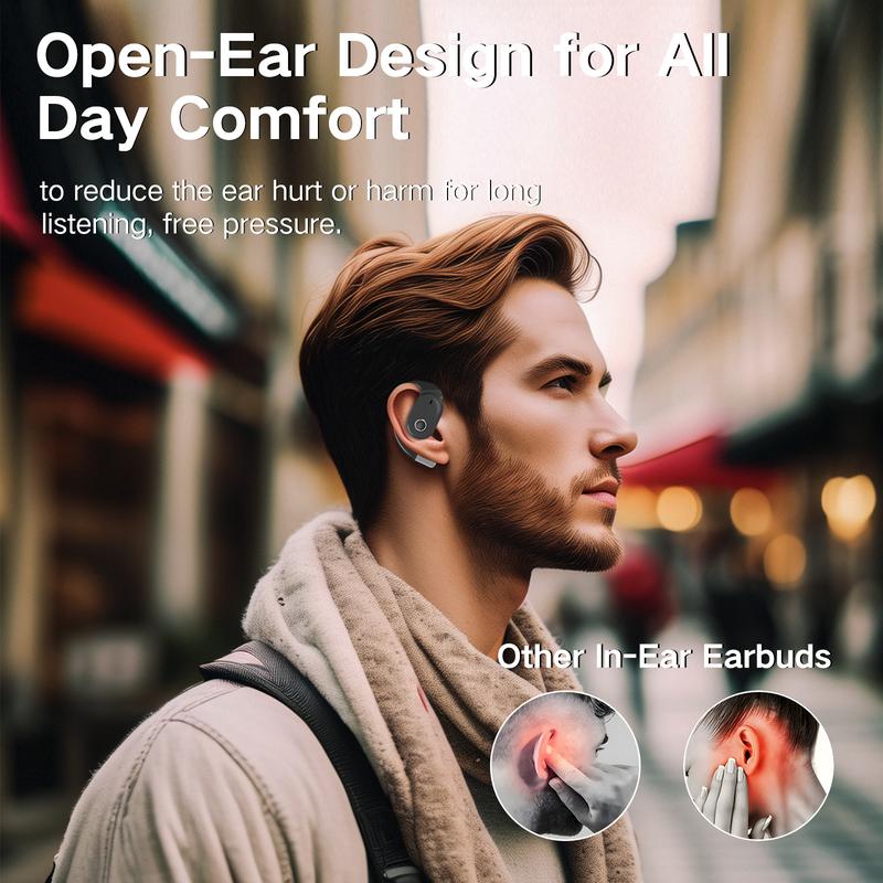 ZIHNIC True Wireless Open Ear Earbuds Bluetooth 5.4, IPX5 Waterproof,35Hrs Playtime,On Ear Headphones Immersive Premium Sound Long Distance Connection Headset with Charging Case,Light-Weight Headphones Built-in Microphone