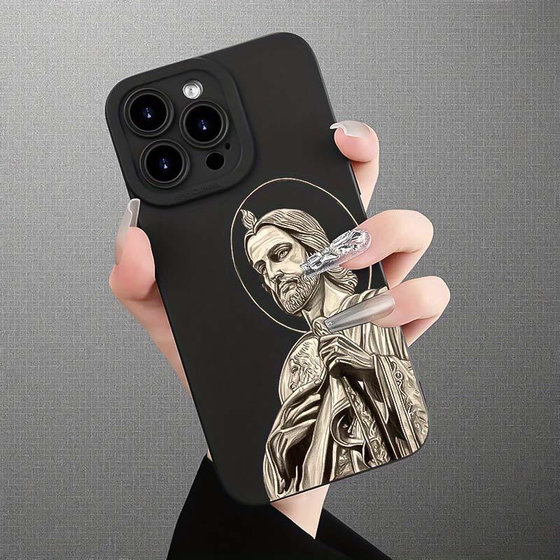 Jesus Faith Pattern Phone Case, TPU Anti-drop Cellphone Protective Case, Total Protective Shockproof Mobile Phone Cover for iPhone 11 12 13 14 15 16 Pro Max