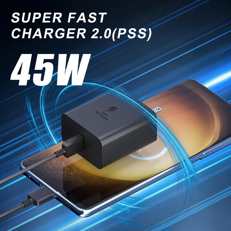 Samsung Super Fast Charger Type C 45W GaN Power USB C Charger PPS PD Fast Charging Block and 6.6ft C Cable for Samsung Galaxy S24 Ultra S24 S24+ S23 Ultra S23 S23+ S22 S22 Ultra S22+ Note10 Note20 S20