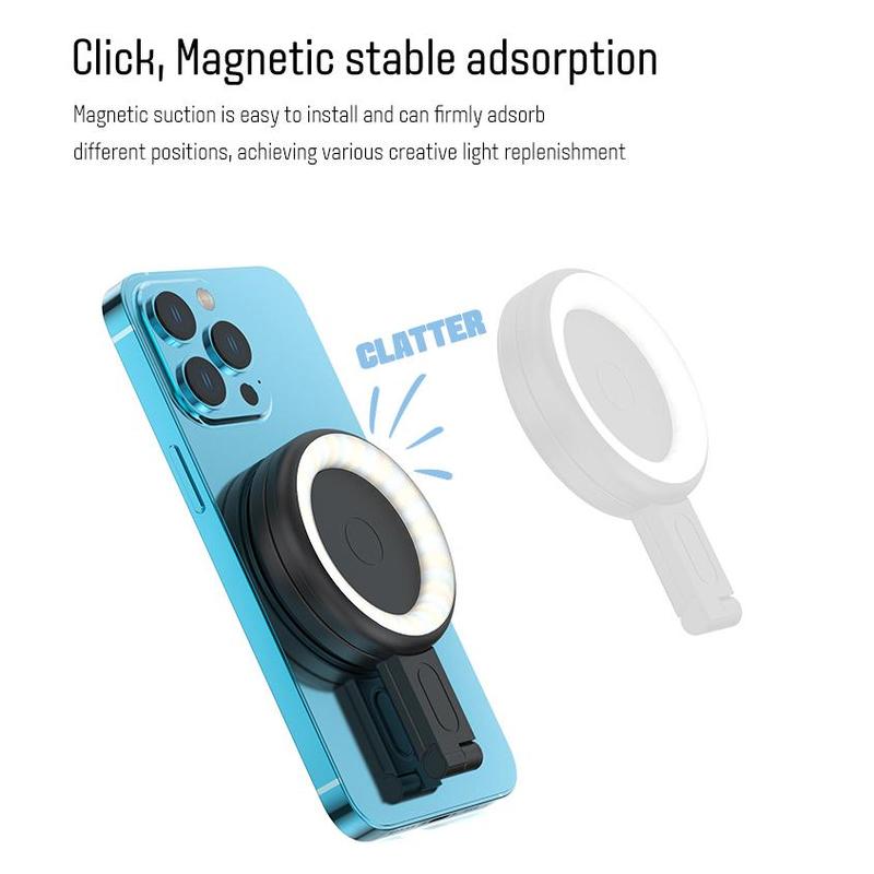 Magnetic Selfie Light, Portable LED Selfie Ring Light, LED Fill Light Included Sticky Ring for Phones, for Selfies Photography TikTok Zoom Calls Video Conference