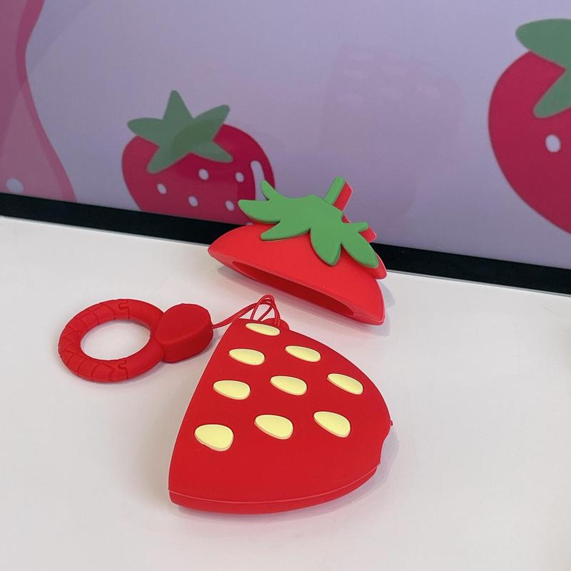 Strawberry Design Silicone Earphone Case, Soft Anti-drop Earphone Protective Case, Shockproof Earbuds Cover For AirPods