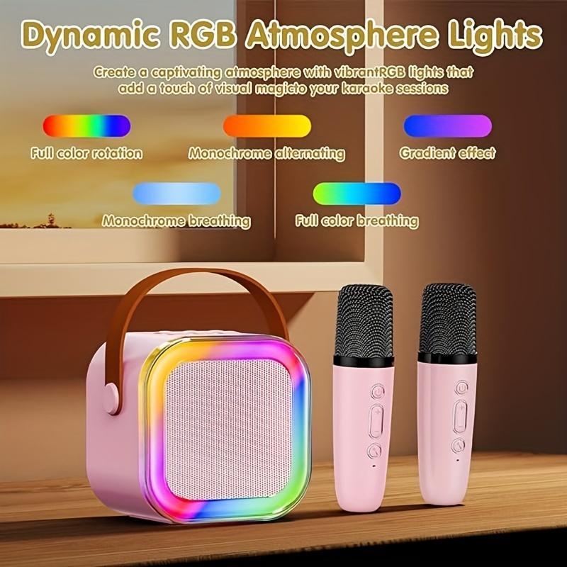 Wireless Karaoke Speaker with Microphone, 1 Set HiFi Stereo Sound Subwoofers Audio Device, KTV Speaker Subwoofer with RGB Colorful LED Lights, Sound System