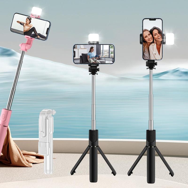 Portable Selfie Stick Tripod, 360-Degree Rotatable Live Streaming Selfie Stick with Remote Control, Selfie Accessories for Travel, Outdoor, Party