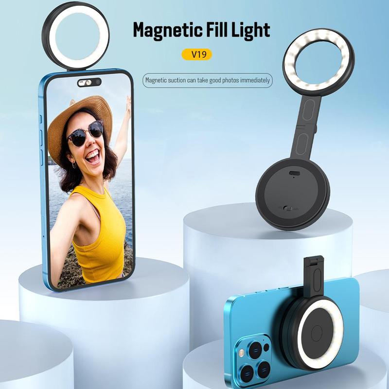 Magnetic Selfie Light, Portable LED Selfie Ring Light, LED Fill Light Included Sticky Ring for Phones, for Selfies Photography TikTok Zoom Calls Video Conference