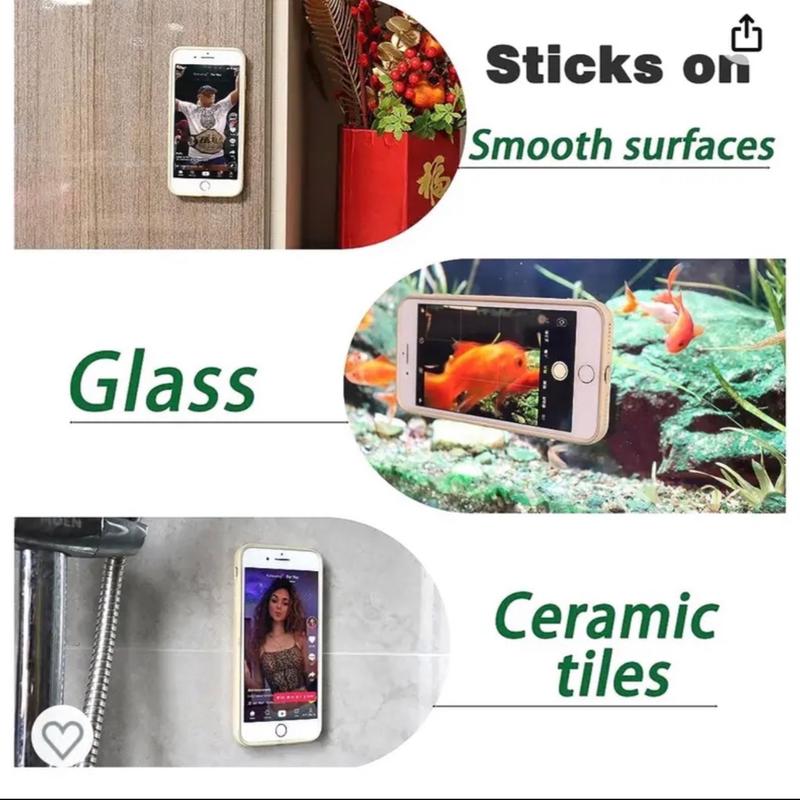 Silicone phone suction Adhesive mount Accessories sticks to flat surfaces only . Please read description