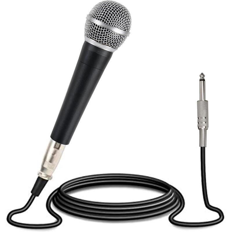 Handheld Microphone Dynamic Moving Coil Cardioid Unidirectional Includes 15ft XLR Audio Cable to 1 4'' Audio Connection