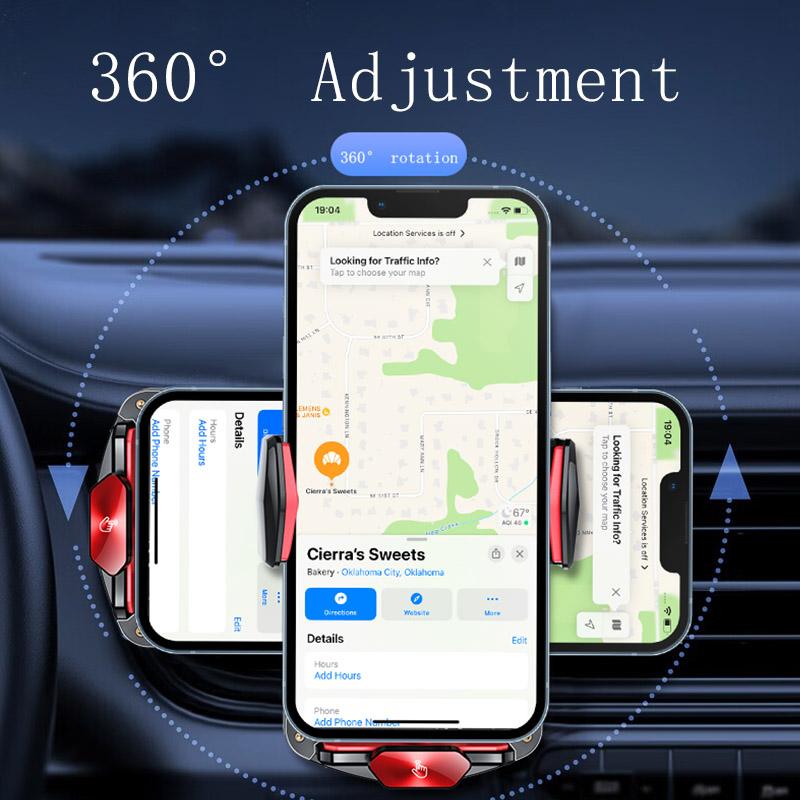 Car Charger Wireless,   FastCharging Car Phone Holde LED Light, Suction & AirOutlet Dual Mount Auto ClampingCellphone Stand, Smartphone Electronic Adjustable Protection