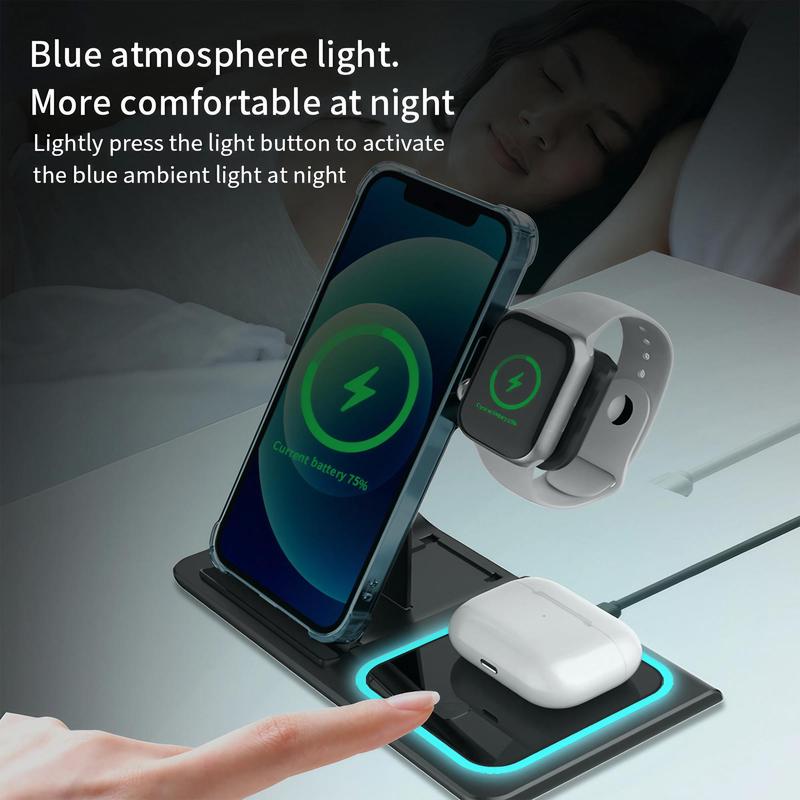 3 in 1 Wireless Charger for Summer, Fast Charger Phone Holder, Wireless Charging Stand For iPhone 15 14 13 Pro Max Galaxy iWatch 9 8 7 6 SE AirPods Pro 3 2