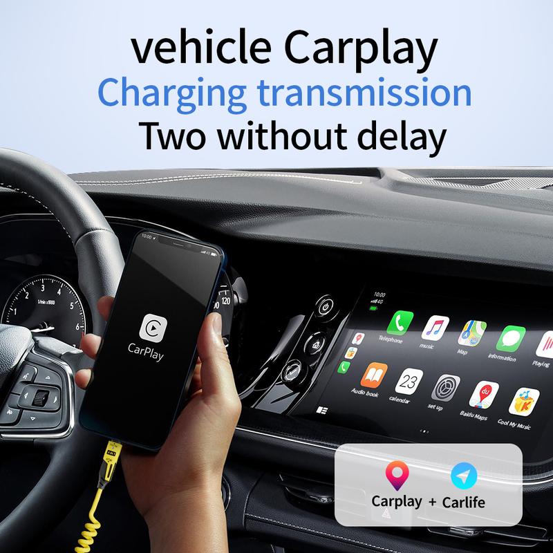 65W Ultra-Fast 4-in-1 Spring Data Cable for CarPlay, CarLife, and Mobile Charging