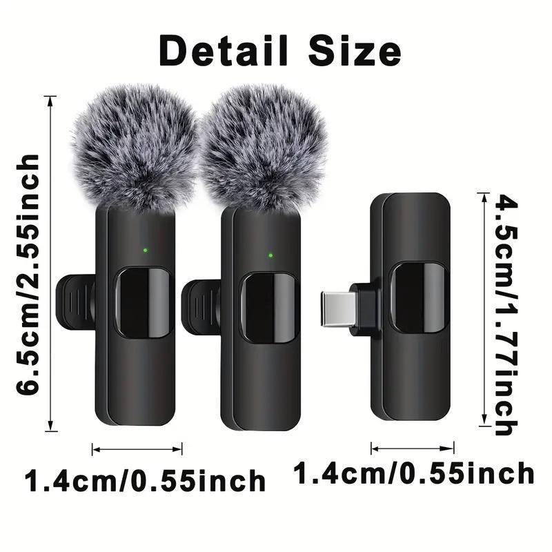 Wireless Lavalier Microphone, Rechargeable Microphone, Cordless Omnidirectional Condenser Recording Mic for Video Recording, Teaching, Interviews