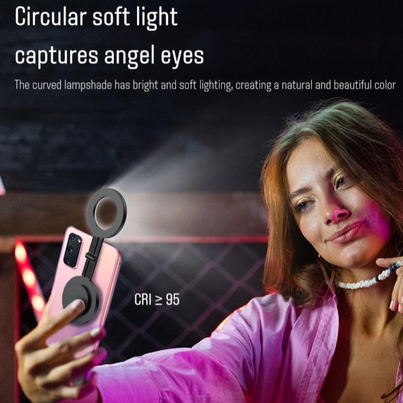 Magnetic Selfie Light, Portable LED Selfie Ring Light, LED Fill Light Included Sticky Ring for Phones, for Selfies Photography TikTok Zoom Calls Video Conference