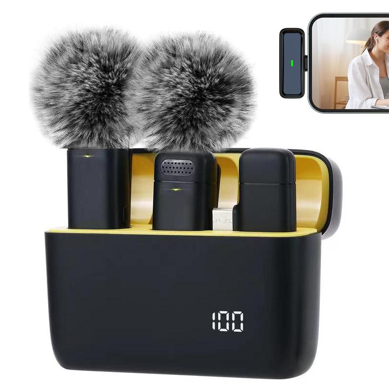 2 Pcs Wireless Lavalier Microphone for iPhone iPad, Android with Charging Case -7H Clip on Lapel Microphone Wireless for Video Recording,3 Mode Denoise(2 TX + 1 RX + Charging Case), christmas gift ideas Black Friday Deals tiktok shop store