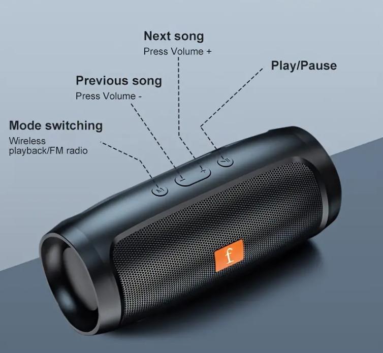 Wireless Bass Speaker- Dual Rechargeable Channel Subwoofer- TWS Stereo- Portable Outdoor Audio connected Smartphone- FM Radio, TF Card, USB Playback Button Cable