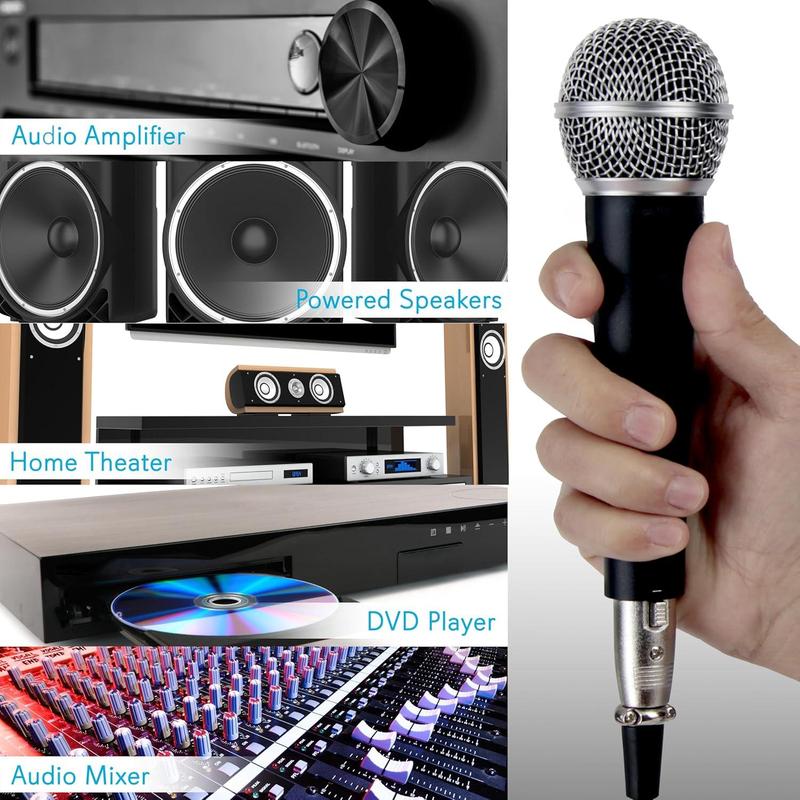 Handheld Microphone Dynamic Moving Coil Cardioid Unidirectional Includes 15ft XLR Audio Cable to 1 4'' Audio Connection