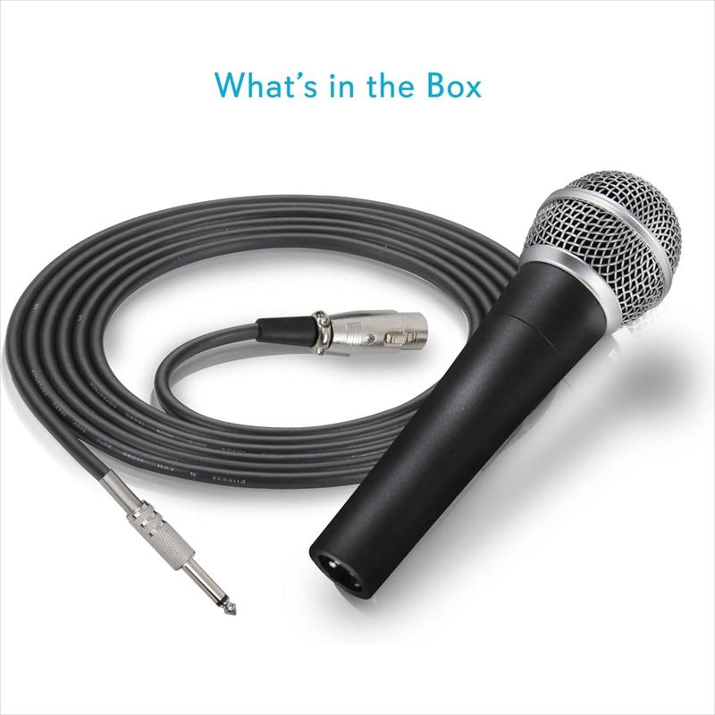 Handheld Microphone Dynamic Moving Coil Cardioid Unidirectional Includes 15ft XLR Audio Cable to 1 4'' Audio Connection