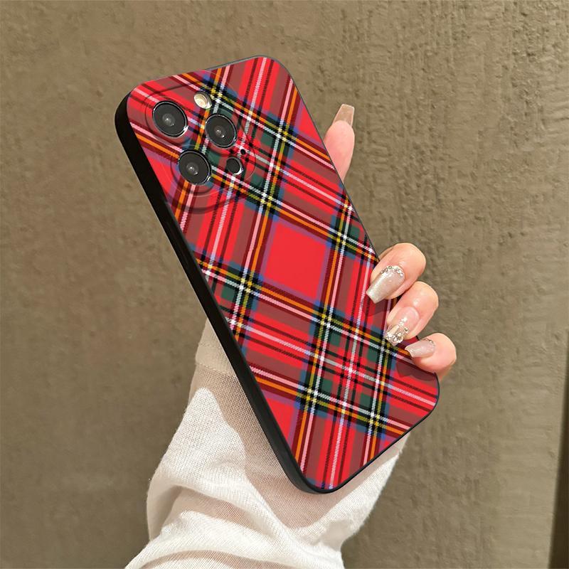 Creative Plaid Pattern Phone Case, Anti-drop Decorative Phone Protector Cover, Phone Accessories Compatible with iPhone Series