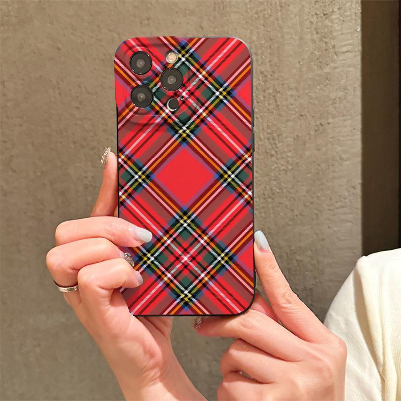 Creative Plaid Pattern Phone Case, Anti-drop Decorative Phone Protector Cover, Phone Accessories Compatible with iPhone Series