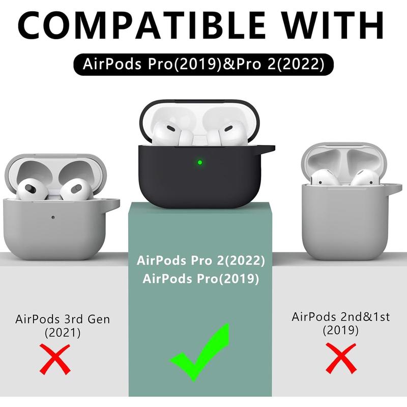 for AirPods Pro Case Cover with Cleaner Kit,Soft Silicone Protective Case for Apple AirPod Pro 2nd 1st Generation Case for Women Men,AirPods Pro 2 Pro Case Accessories with Keychain-Black