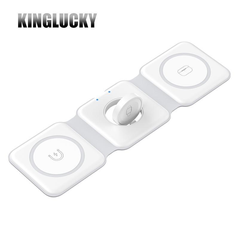 King Lucky i33 Portable 3-in-1 Fast Wireless Charging Pad \Mobile Electronic Charger- Foldable for any smartphone, a must-have on the go, compatible with iPhone(12 13 14 15), Samsung, Huawei, Xiaomi, and other wireless charging devices.