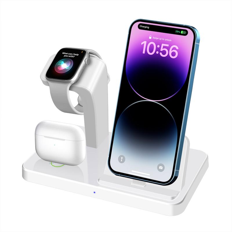 3 in 1 Wireless Charger Holder for iPhone 14 13 12 11 XS XR X 8 7 6 5 Fast Charging Dock Station for Airpods Pro Apple Watch Wireless Charger Stand Cable Smartphone