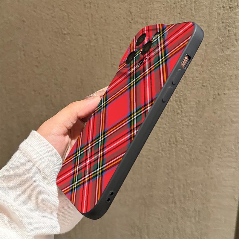 Creative Plaid Pattern Phone Case, Anti-drop Decorative Phone Protector Cover, Phone Accessories Compatible with iPhone Series