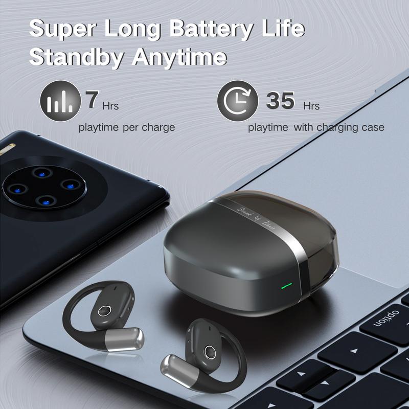 ZIHNIC True Wireless Open Ear Earbuds Bluetooth 5.4, IPX5 Waterproof,35Hrs Playtime,On Ear Headphones Immersive Premium Sound Long Distance Connection Headset with Charging Case,Light-Weight Headphones Built-in Microphone