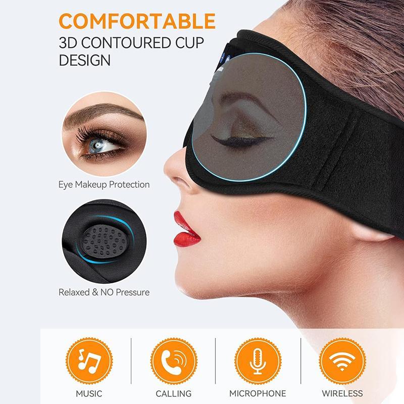 Black Friday Sale-Sleep Headphones, 3D Sleep Mask Bluetooth Wireless Music Eye Mask, Sleeping Headphones for Side Sleepers Sleep Mask with Bluetooth Headphones Ultra-Thin Stereo Speakers Perfect for Sleeping