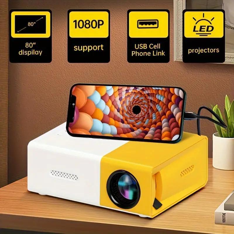 LED Mini Projector Portable Mini Projector 1080P Home Gathering Conference Cinema Projector (Latest Upgraded Version) mom gift set mini projector Audio Card Digital Sd Audio Card