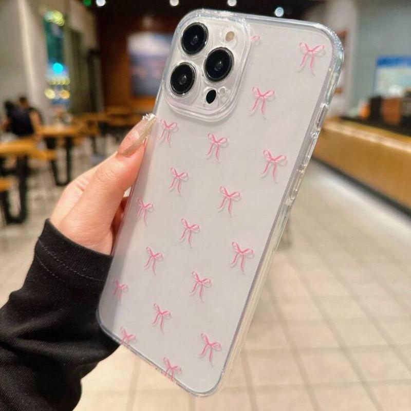 Cartoon Cute Bowknot Pattern Phone Case, Anti-drop Decorative Phone Protector Cover, Phone Accessories Compatible with iPhone Series