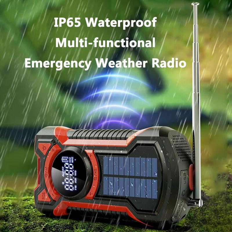 Emergency Hand Crank Radio with LED Flashlight, AM FM NOAA Portable Weather Radio with Battery Emergency Cell Phone Charger and Solar Powered