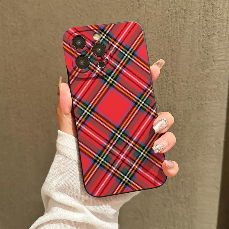 Creative Plaid Pattern Phone Case, Anti-drop Decorative Phone Protector Cover, Phone Accessories Compatible with iPhone Series