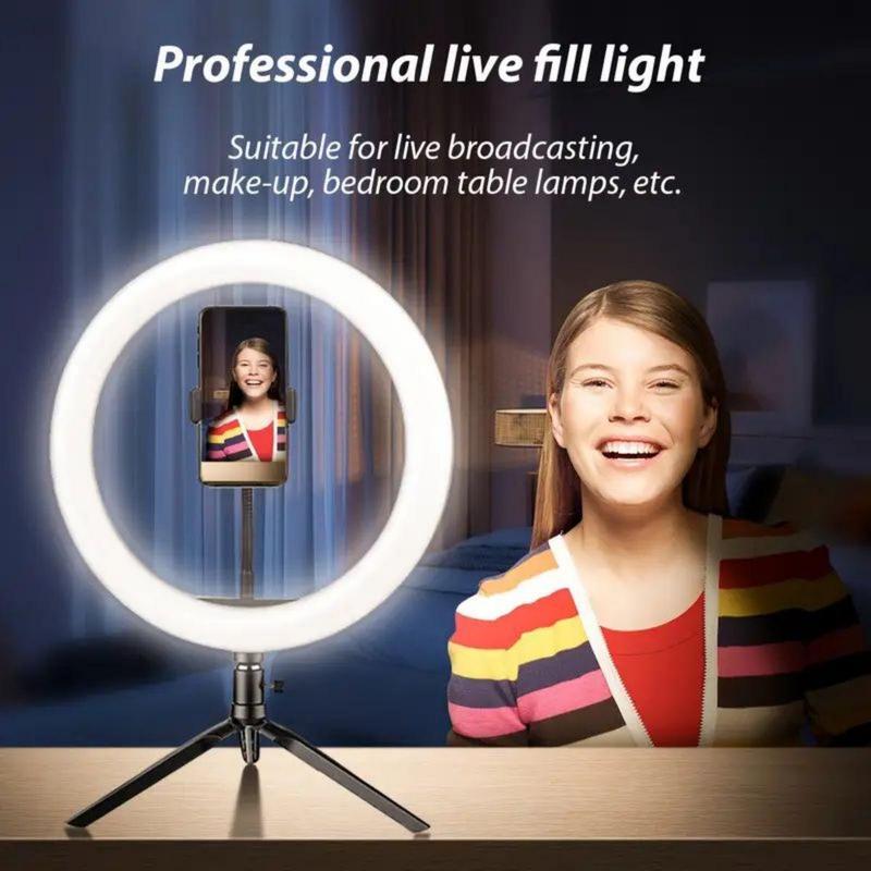 10 Inch Selfie Ring Light with Rotatable Tripod Stand & Phone Holder, Selfie Ring Light with Remote Control, Mobile Phone Accessories for Live Streaming, Vlogging