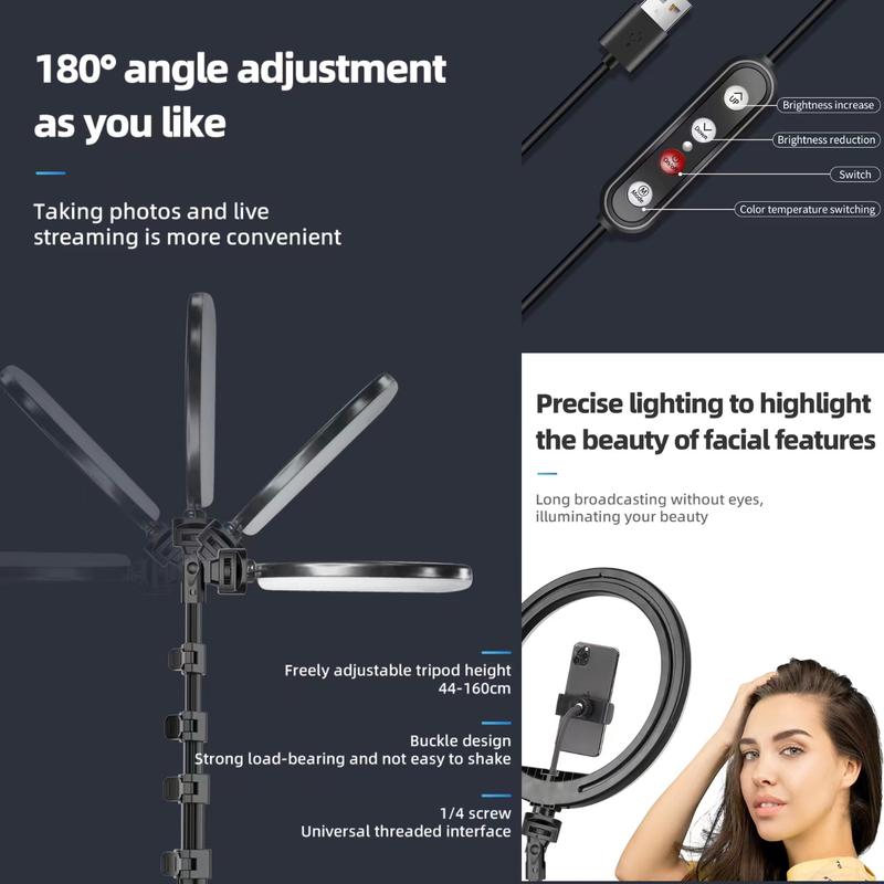 [Bundle 2] 10’’ Ring Light & Selfie Stick – 360° Adjustable, 63 inches Tripod, Extendable With Bluetooth Remote