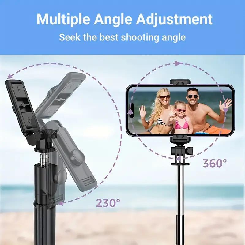 Extendable Cell Phone Selfie Stick, Adjustable Smartphone Tripod Stand With Wireless Remote, 360° Rotation Selfie Stick Compatible with iPhone Samsung Android Smartphones