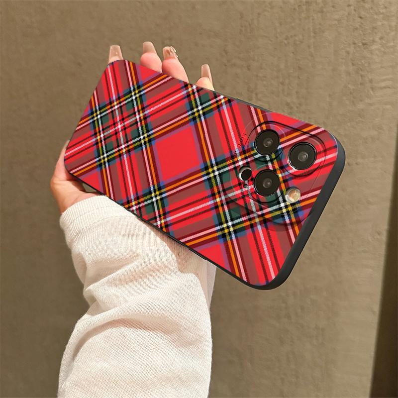 Creative Plaid Pattern Phone Case, Anti-drop Decorative Phone Protector Cover, Phone Accessories Compatible with iPhone Series