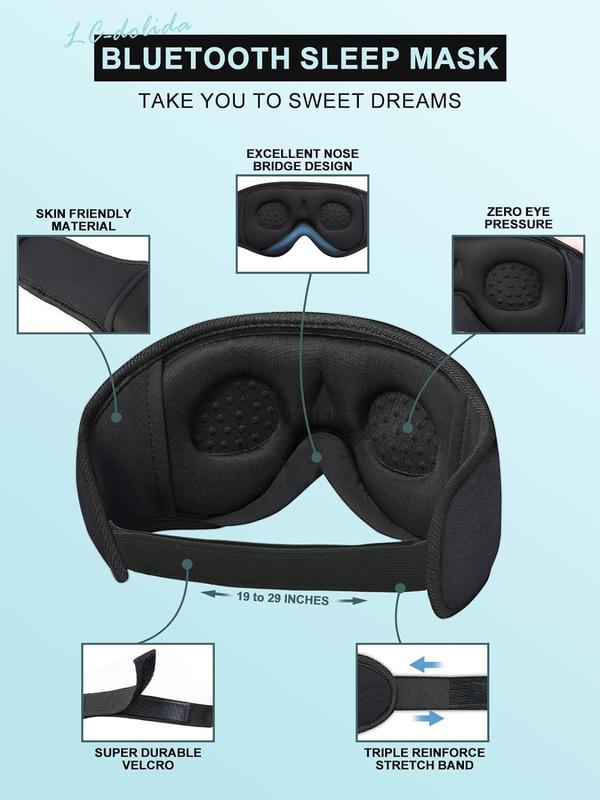 Black Friday Sale-Sleep Headphones, 3D Sleep Mask Bluetooth Wireless Music Eye Mask, Sleeping Headphones for Side Sleepers Sleep Mask with Bluetooth Headphones Ultra-Thin Stereo Speakers Perfect for Sleeping