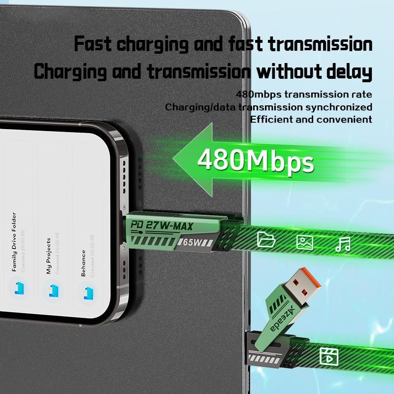 4 in 1 PD 65W Fast Charging Data Cable, Multifunctional Charging Cable Compatible with iPhone & Android, Universal Mobile Phone Accessories