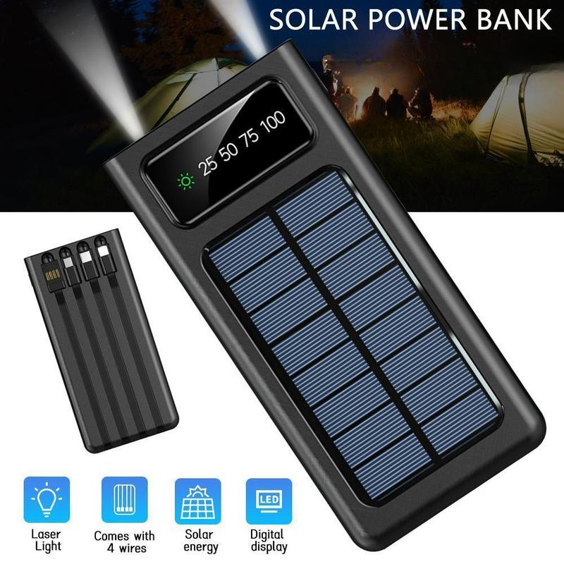 40000mAh compact mobile power, built-in 3 output cables and 1 input cable as well as flashlight 5V2.1A fast charger, suitable for most of the smart