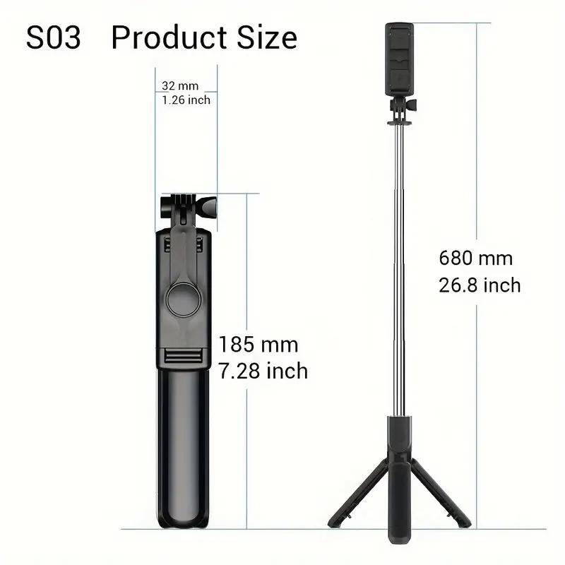 Extendable Cell Phone Selfie Stick, Adjustable Smartphone Tripod Stand With Wireless Remote, 360° Rotation Selfie Stick Compatible with iPhone Samsung Android Smartphones