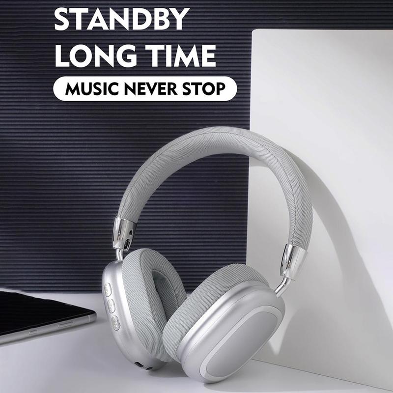 Wireless Over-ear Headphone, Rechargeable Bluetooth-compatible Noise Cancelling Headphone, Long Standby Headset for Gaming & Sports