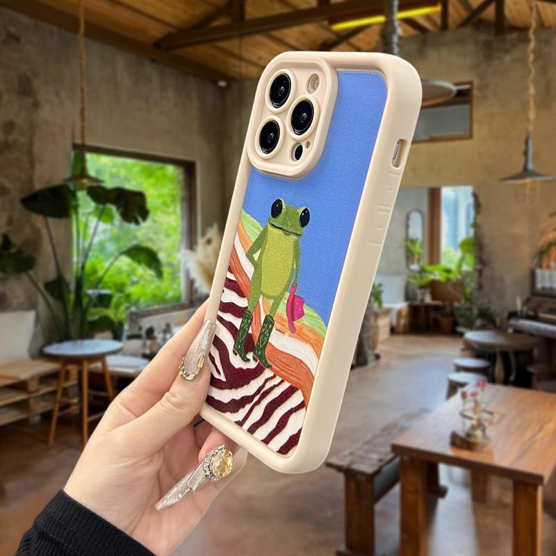 Cute Cartoon Frog Pattern Phone Case, 1 Count Anti-fall Decorative Phone Protector Cover, Shockproof Phone Cases for iPhone XR 11 12 13 14 15 Pro Max