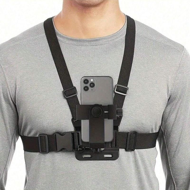 Chest Strap Cell Phone Holder, 1pc Adjustable Cell Phone Chest Strap Holder, Outdoor Riding Chest Strap Holder, First View Shooting Accessory For Skiing, Riding, Boating, Hunting, Sports Camping Stuff