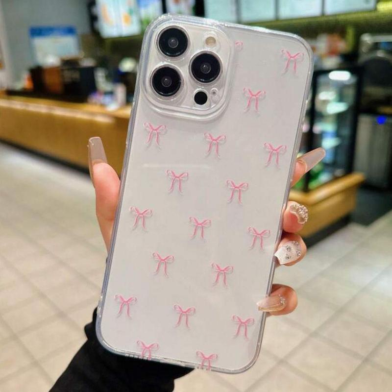 Cartoon Cute Bowknot Pattern Phone Case, Anti-drop Decorative Phone Protector Cover, Phone Accessories Compatible with iPhone Series