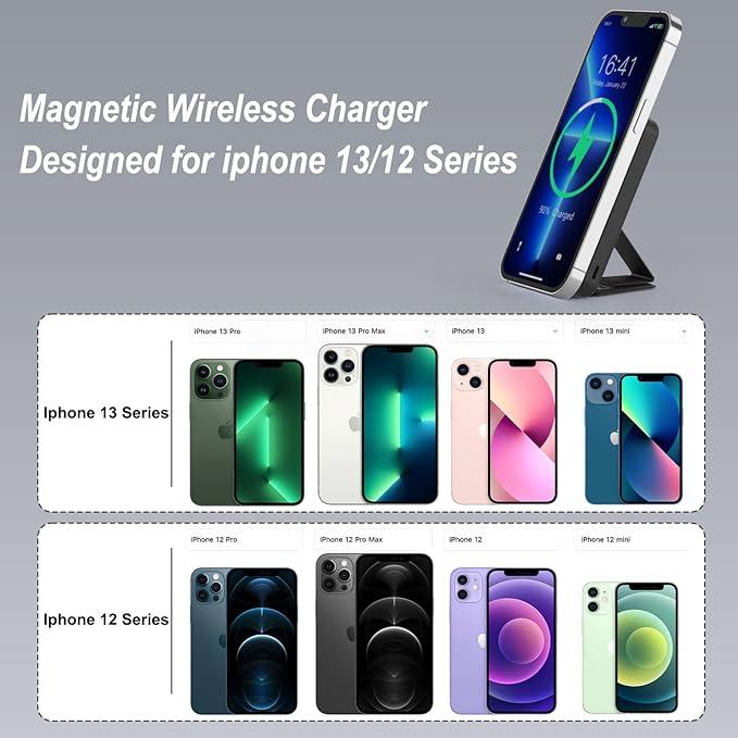 Magnetic Power Bank, 10000mAh Foldable Wireless Portable Charger with USB-C Cable LED Display, Mag-Safe Battery Pack 22.5W PD Fast Charging for iPhone 16 15 14 13 12 Pro Pro Max Plus Mini