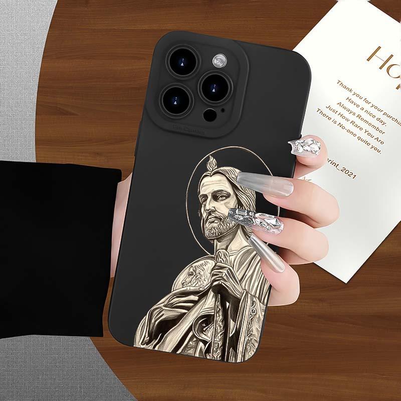 Jesus Faith Pattern Phone Case, TPU Anti-drop Cellphone Protective Case, Total Protective Shockproof Mobile Phone Cover for iPhone 11 12 13 14 15 16 Pro Max