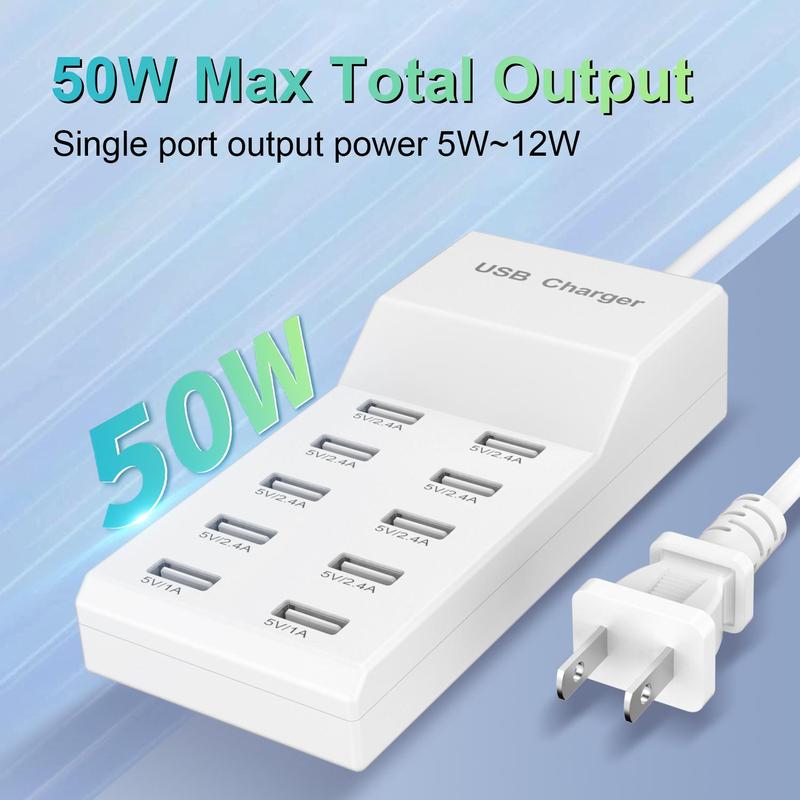 Universal 10-Port USB Wall Charger, Portable Charger, USB Charging Station, Multifunctional 10 USB Ports Charger For Phone Office Travel, Phone Accessories