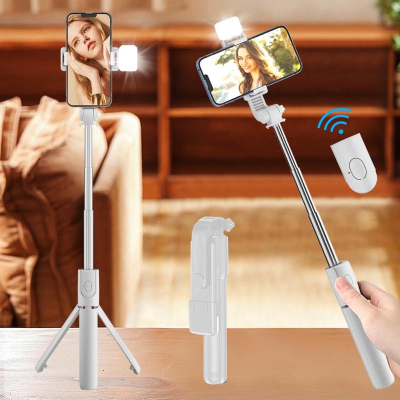 Portable Selfie Stick Tripod, 360-Degree Rotatable Live Streaming Selfie Stick with Remote Control, Selfie Accessories for Travel, Outdoor, Party