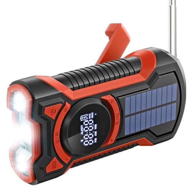 Emergency Hand Crank Radio with LED Flashlight, AM FM NOAA Portable Weather Radio with Battery Emergency Cell Phone Charger and Solar Powered