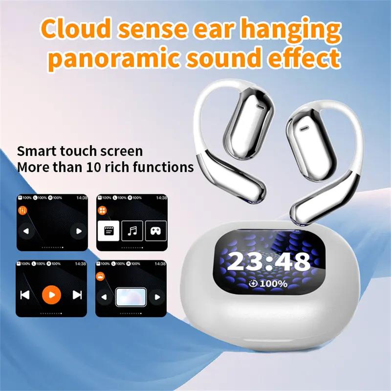 Newly upgraded smart LCD touch screen  sports , 2024 new wireless earphones with Chinese and English modes, etc touch screen Audio Headphones